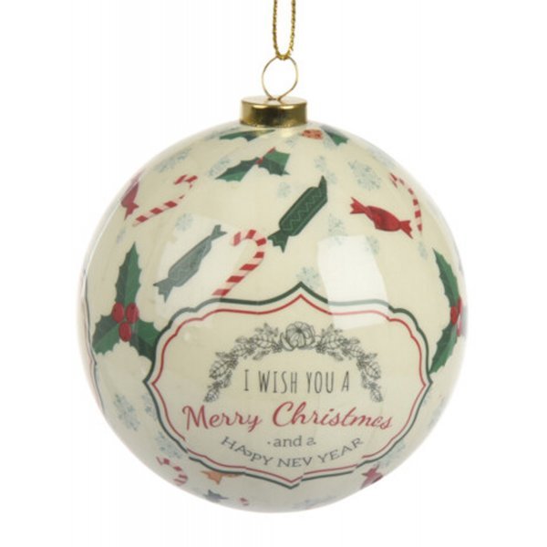 Χριστουγεννιάτικη Μπάλα με Ευχή "I Wish You A Merry Christmas" (8cm)